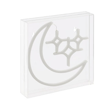 Starry Crescent Square Contemporary Glam Acrylic Box USB Operated LED Neon Light - JONATHAN Y